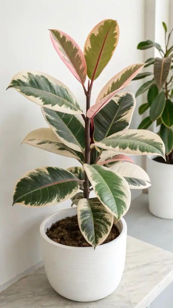 Variegated Rubber Plant (Pack Of-1 )